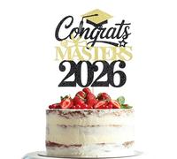 Dxsdgetue Congrats Masters 2026 Cake Topper,Congrats Master Grad Decor,Congrats Class of 2026 Grad, Master Degree Graduation Party Decoration Supplies (Black Gold)
