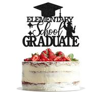 Dxsdgetue Elementary School Graduate Cake Topper, Congrats 5th Grade Graduate Hello Middle School, 2026 Elementary Graduation Party Decorations Supplies (black Glitter)