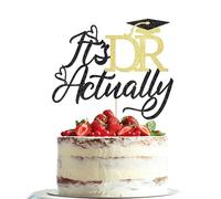 Dxsdgetue It's DR Actually Cake Topper, Congrats Doctor/PHD, Class of 2026 Medical School Graduation Decor, PHD Graduation Party Decorations（Black Gold ）