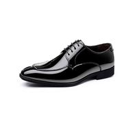 DXSYGMBN Men Dress Fashion Business Shoe Shiny Patent Leather Lace Up Formal Tuxedo Wedding Oxford,Black,7.5 UK
