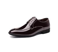 DXSYGMBN Men Dress Fashion Business Shoe Shiny Patent Leather Lace Up Formal Tuxedo Wedding Oxford,Brown,11 UK