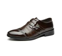DXSYGMBN Men Fashion Dress Business Shoe Shiny Patent Leather Lace Up Formal Tuxedo Wedding Oxford,Brown,6 UK