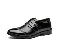 DXSYGMBN Men Fashion Dress Business Shoe Shiny Patent Leather Lace Up Formal Tuxedo Wedding Oxford,Black,7.5 UK