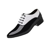 DXSYGMBN Men Fashion Formal Business Shoe Pointed Toe Shiny Patent Leather Lace Up Dress Tuxedo Wedding Oxford,White,12 UK