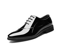 DXSYGMBN Men Fashion Formal Business Shoe Pointed Toe Shiny Patent Leather Lace Up Dress Tuxedo Wedding Oxford,Black,8.5 UK