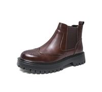 DXSYGMBN Men's Chelsea Boots Genuine Leather Platform Dress Boots for Men Wingtip Brogue Formal Business Casual Work Ankle Boots,Brown,7 UK