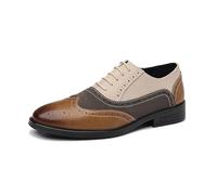 DXSYGMBN Mens Fashion Formal Business Shoes Lace Up Tuxedo Wedding Dress Brogues,White,11.5 UK