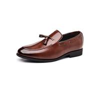 DXSYGMBN Men's Fashion Loafers Casual Tassels Formal Business Tuxedo Dress Wedding Shoes,Brown,9 UK