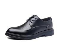 DXSYGMBN Men's Formal Business Shoes Platform Chunky Heel Fashion Casual Dress Wedding Work Oxford,Black,11 UK