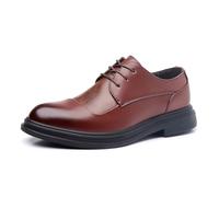 DXSYGMBN Men's Formal Business Shoes Platform Chunky Heel Fashion Casual Dress Wedding Work Oxford,Brown,10 UK