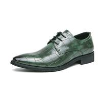 DXSYGMBN Men's Leather Print Lace Up Oxfords Fashion Classic Pointed Toe Comfortable Slip-on Loafers Wedding Prom Formal Dress Casual Shoes for Men,Green,11 UK