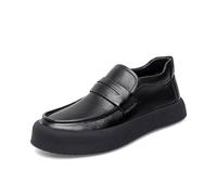 DXSYGMBN Men's Penny Loafers Thick-Soled Non-Slip Casual Slip-On Work Walking Leather Shoes,Black,7 UK