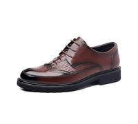DXSYGMBN Men's Platform Chunky Heel Brogues Business Formal Leather Shoes Fashion Tuxedo Wedding Work Casual, Non-Slip Lug Sole,Brown,4 UK