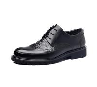 DXSYGMBN Men's Platform Chunky Heel Brogues Business Formal Leather Shoes Fashion Tuxedo Wedding Work Casual, Non-Slip Lug Sole,Black,5 UK