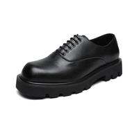 DXSYGMBN Men's Platform Chunky Heel Derby Black Business Formal Leather Shoes Fashion Tuxedo Wedding Work Casual, Non-Slip Lug Sole,Black,7.5 UK