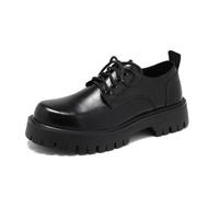DXSYGMBN Men's Platform Chunky Heel Derby Classic Fashion Casual Work Office Business Dress Shoes Non-Slip Lug Sole,Black,5 UK