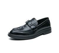 DXSYGMBN Men's Platform Chunky Heel Loafers Fashion Business Casual Formal Work Shoes Non-Slip Lug Sole Slip-On,Black,7 UK