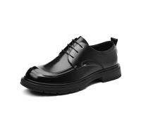 DXSYGMBN Men's Platform Chunky Heel Oxford Fashion Derby Business Casual Formal Work Wedding Shoes Non-Slip Lug Sole,Black,8.5 UK