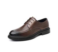 DXSYGMBN Men's Platform Chunky Heel Slip-On Loafers Fashion Business Casual Formal Work Shoes, Non-Slip Lug Sole,Brown,5 UK