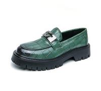 DXSYGMBN Men's Platform Chunky Slip-On Loafers Fashion Business Dress Classic Non-Slip Party Wedding Prom Work Shoes,Green,10 UK
