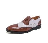 DXSYGMBN Men's Retro Spectator Oxford Shoes Classic Wingtip Brogues Genuine Leather Lace-up Formal Business Casual Dress Shoes,Brown,7 UK