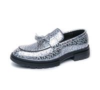DXSYGMBN Men's Slip-On Loafers Fashion Business Casual Formal Work Shoes Platform Chunky Heel Non-Slip Lug Sole,White,5.5 UK