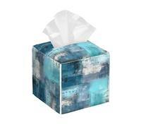 DXTKWL Tissue Box Cover Teal Turquoise Art Texture Square PU Leather Tissue Box Holder for Car Bathroom Bedroom Desk Tabletop Decor
