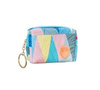 DXTREU Coin Purse for Women, Leather Coin Bag Mini Wallet with Keychain, Square Change Bags Coin Pouch with Zipper, blue, S