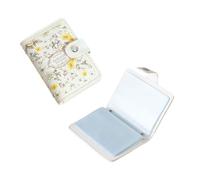 DXTREU Credit Card Holder Wallet, Leather Card Case Card Organizer Case with 22 Card Slots, Minimalist RFID Card Case Wallet with Snap for Men and Women, white, Small, Style 1