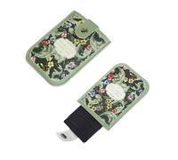 DXTREU Credit Card Holder Wallet, Leather Card Case Card Organizer Case with 5 Card Sheets, Pull-out RFID Card Case Wallet with Snap for Men and Women, Multicolor, Small, Style 2