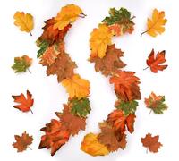 DXTXTJ 48pcs Scattered Maple Leaves in Autumn Colors, Reusable Artificial Leaves in Various Shapes for Parties, Wedding, Thanksgiving Decorations