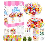 DxxD Arts and Craft Craft Kits for Kids Poke-in Art Gifts for 4 5 6 7 8 Year Old, Flower Pressing Kitfor Girls, Build DIY Toys Make Your Own Flower Bouquet with Button and Felt