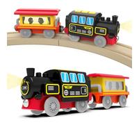 DxxD Battery Operated Train for Wooden Track, Motorized Car Toy for Toddlers 3+ Years Old, Electric Train with Sound and Light, Kids Boys Girls Christmas Birthday Gift, Compatible with Thomas, Brio