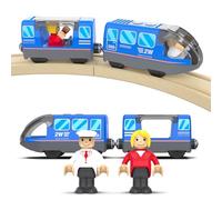 DxxD Battery Operated Train for Wooden Track, Motorized Train Toy for 3 4 5+Years old Boy Girl Toddlers Kids, Electric Train Accessories Set with Magnetic Connection Compatible with Thomas, Brio, Blue