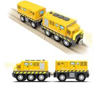 DxxD Battery Operated Train for Wooden Track, Motorized Train Toy for Toddlers 3+ Years Old, Electric Car with Sound and Light, Boys Gifts, Magnetic Connection, Compatible with Thomas, Brio, Yellow