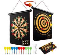 DxxD Magnetic Darts, Dartboard for Kids, 38cm/15inch Kids Dart Board with 12 Darts, Safe Two Side Board Game Set For Adults Boy Toys Kids Gift Birthday Present, Hanging Roller Up