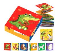 DxxD Wooden Jigsaw Puzzles for Toddlers, Wooden Puzzles Montessori Toys for Kids 1 2 3 4 Years Old Boys Girls Birthday Gift, 6 in 1 Animal Puzzle 3D Wooden Cube Block, Preschool Educational Game