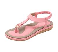 DXYDSC Ankle Strap Flat Sandals For Women Casual Summer Beach Cute Thong Flip Flops Shoes Hot Sandals for Women with, Pink, 7.5 UK