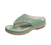 DXYDSC Fashion Women Summer Solid Wedge Breathable Slip On Open Toe Sandals Comfortable Beach Shoes Sandals for Women, green, 26.0 cm
