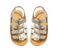 DXYDSC - Kids Boys Girls Strappy Open Toe PU Leather Sandals Princess Flat Sandals Flower Girl Shoes (Gold,11.5 Little Kids) Gold,12.5 US