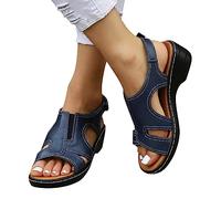 DXYDSC Sandals For Women Casual Roman Shoes Fish Mouth Wedge Sandals Neon Wedges Women, Blue, 7 UK