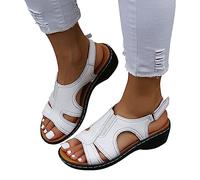 DXYDSC Sandals For Women Casual Roman Shoes Fish Mouth Wedge Sandals Neon Wedges Women, White, 4.5 UK