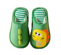 DXYDSC - Toddler Dinosaur Slippers Comfy House Slippers Cute Warm Plush Slippers for Boys Girls Indoor Winter Home Cute Kids (Green, 11 Kids) Green, 12 US