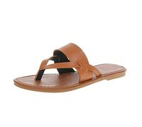 DXYDSC Women Fashion Summer Solid Leather Clamping Toe Flat Bottom Casual Sandals Ladies Booties Slippers Size 11, Braun, 26.0 cm