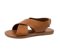 DXYDSC Women Flip Flops Hollow Casual Slippers Flats Shoes Retro Sandals Flip Flops for Adults, Braun, 23.5 cm