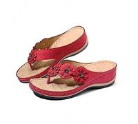 DXYDSC Women Shoes Fashion Slippers Flat Open Toe Sequin Slippers Summer Casual Fashion Sandals Lightweight Fuzzy Slippers, red, 26.5 cm