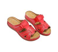 DXYDSC Women Summer Open Toe Hook Loop Comfy Sandals Casual Wedges Non Slip Slippers Slippers Teen Girls, Rd1, 10 UK