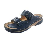 DXYDSC Women Summer Open Toe Hook Loop Comfy Sandals Casual Wedges Non Slip Slippers Slippers Teen Girls, X3-blue, 10 X-Narrow