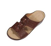 DXYDSC Women Summer Open Toe Hook Loop Comfy Sandals Casual Wedges Non Slip Slippers Slippers Teen Girls, X1-brown, 7.5 X-Narrow