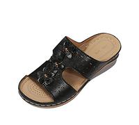 DXYDSC Women Summer Open Toe Hook Loop Comfy Sandals Casual Wedges Non Slip Slippers Slippers Teen Girls, X1-black, 9 X-Narrow